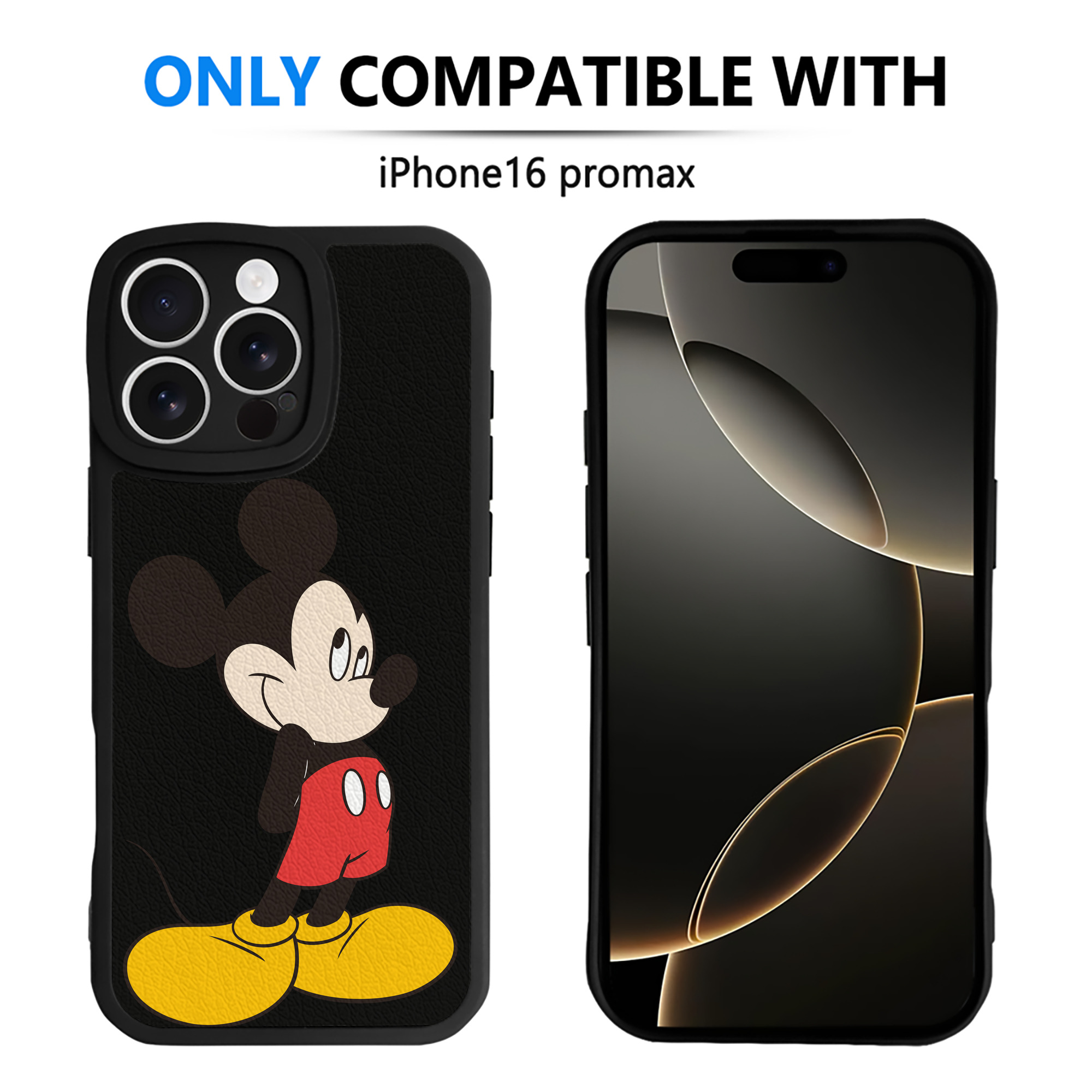 （画像用） ミッキーマウス Mickey Mouse 【iPhone 16シリーズ対応】シリコンスマホケース（レザー調） 材質：シリコン
